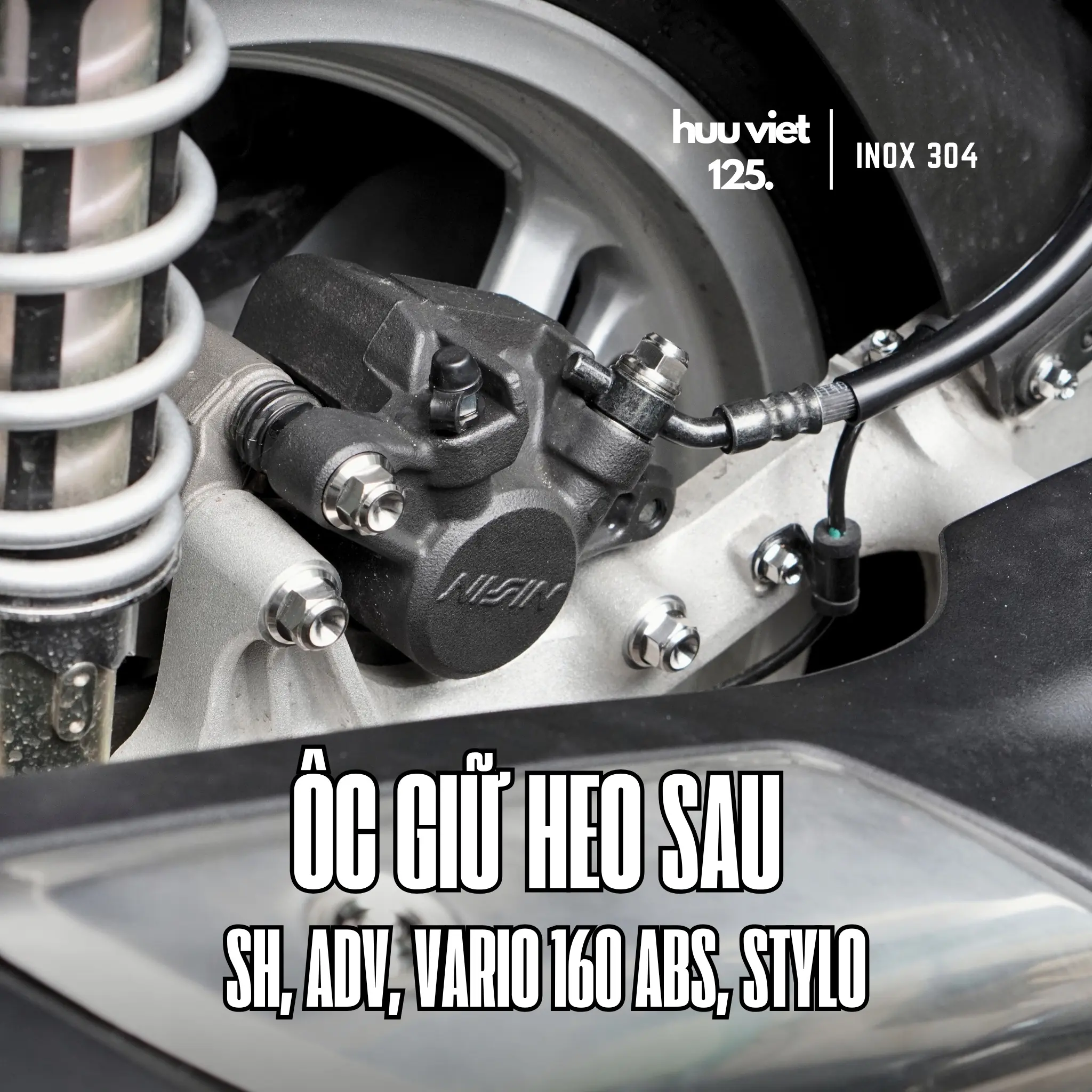 Ốc giữ heo, pát heo SH Inox 304 CNC nguyên khối SHVN, SH 300, 350, Vario, Stylo, ADV