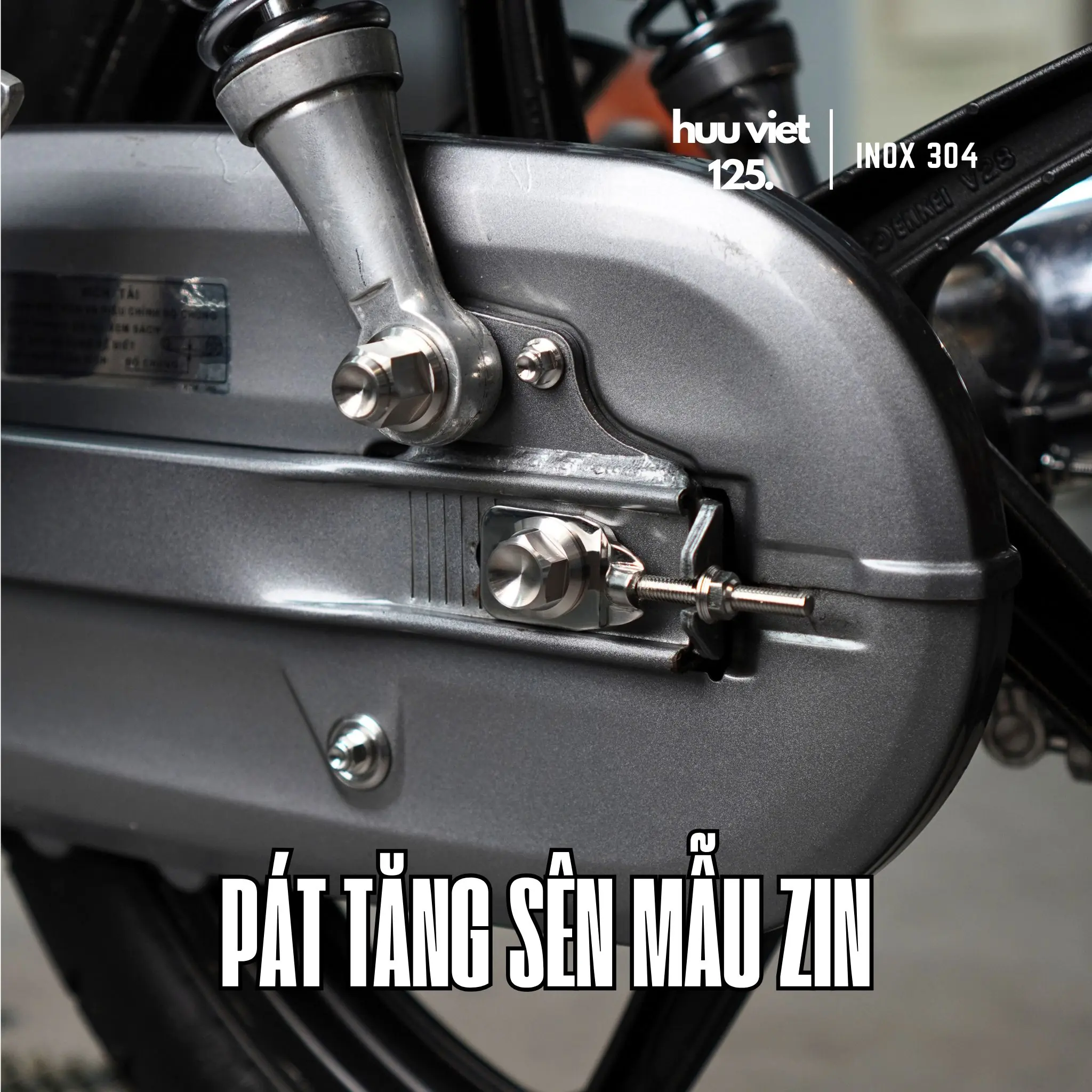 Pát tăng sên inox Wave, Dream, Future, Sirius gắn như Zin